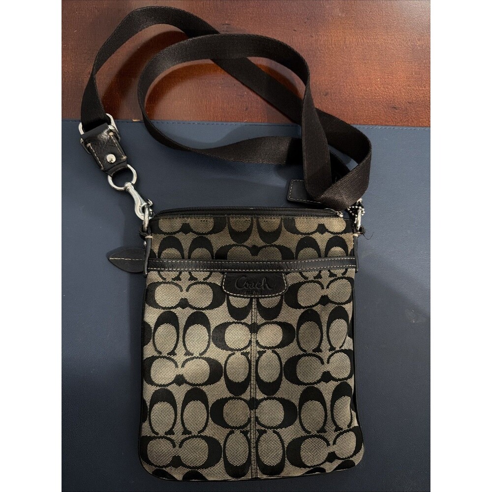 Coach Crossbody with Coach Logo All over Print Black